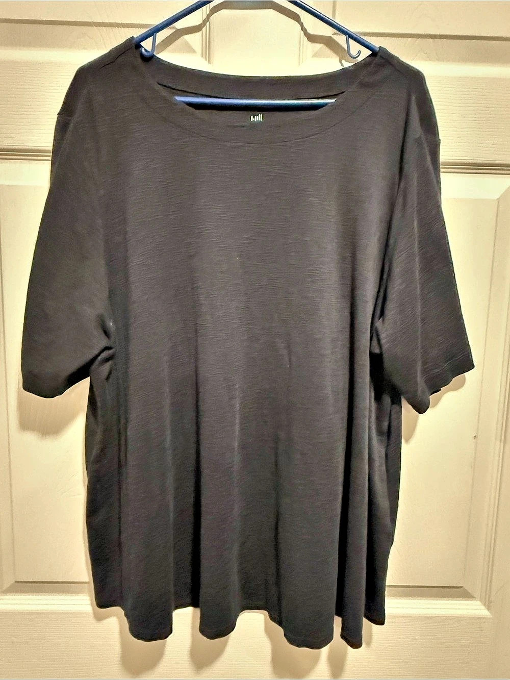 J.Jill Pima-Slub Elbow-Sleeve Tee Black Size 2X